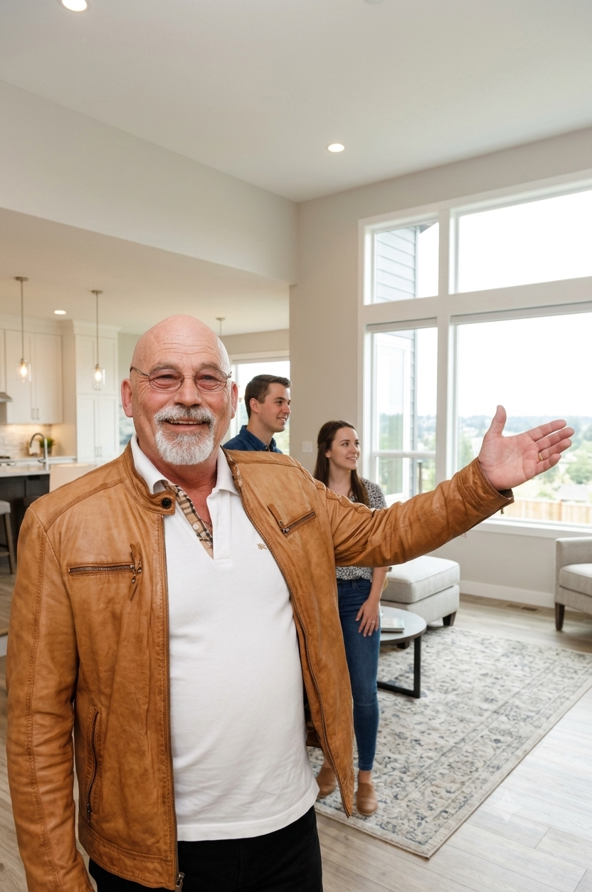 Jerry Johnson welcoming clients into a home